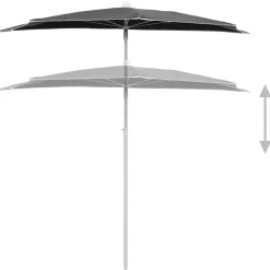 Best FinePRICE Puoliaurinkovarjo tangolla 180x90 cm antrasiitti