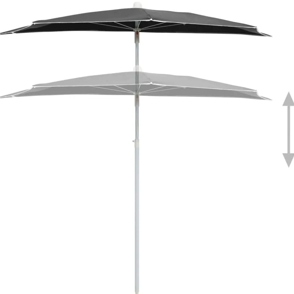 Best FinePRICE Puoliaurinkovarjo tangolla 180x90 cm antrasiitti