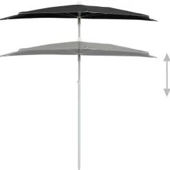 Discount FinePRICE Puoliaurinkovarjo tangolla 180x90 cm musta