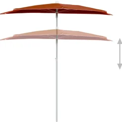Sale FinePRICE Puoliaurinkovarjo tangolla 180x90 cm terrakotta
