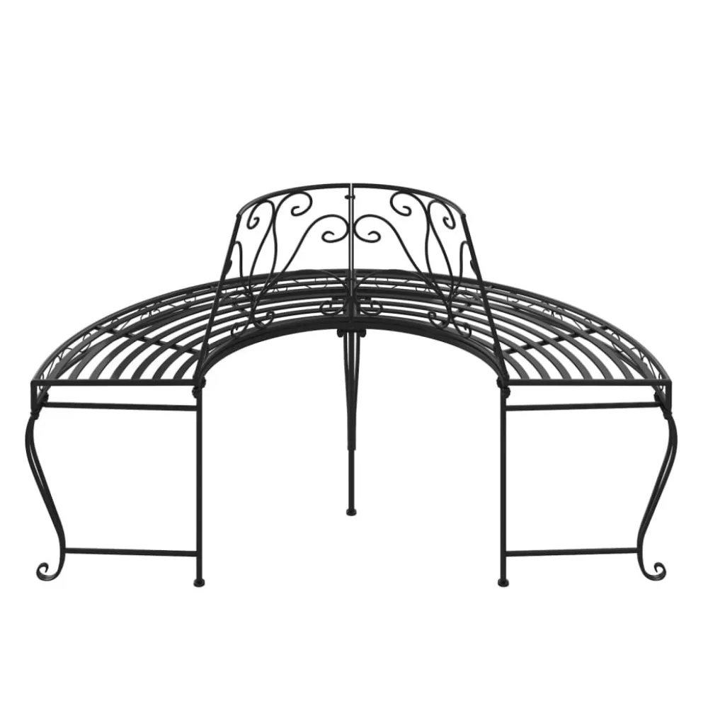 Discount FinePRICE Puolipyöreä puunympäryspenkki Ø 160 cm musta teräs