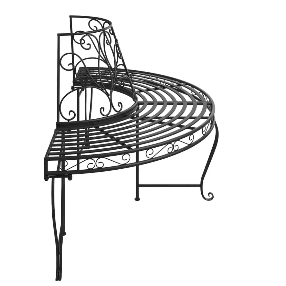 Discount FinePRICE Puolipyöreä puunympäryspenkki Ø 160 cm musta teräs