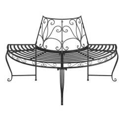 Discount FinePRICE Puolipyöreä puunympäryspenkki Ø 160 cm musta teräs
