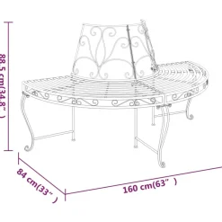 Discount FinePRICE Puolipyöreä puunympäryspenkki Ø 160 cm musta teräs