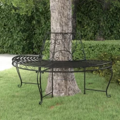 Discount FinePRICE Puolipyöreä puunympäryspenkki Ø 160 cm musta teräs