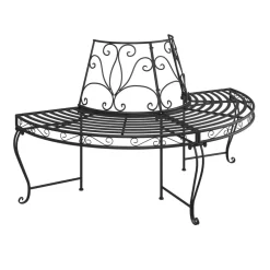 Discount FinePRICE Puolipyöreä puunympäryspenkki Ø 160 cm musta teräs