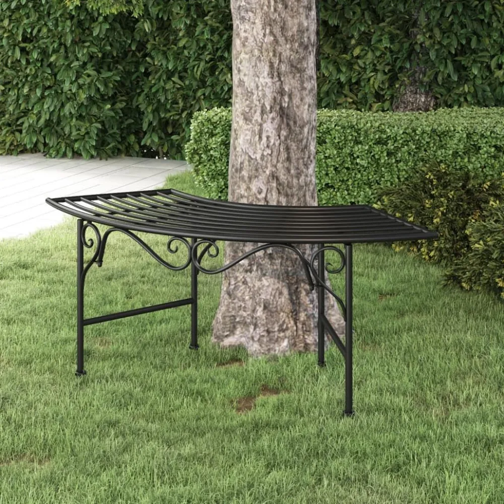 Clearance FinePRICE Puunreunuspenkki 113 cm musta teräs (18826)