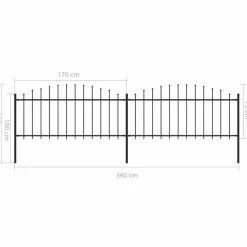 Sale FinePRICE Puutarha-aita keihäskärjillä teräs (0.5-0.75)x3.4m musta