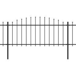 Sale FinePRICE Puutarha-aita keihäskärjillä teräs (0.5-0.75)x3.4m musta