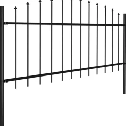 Sale FinePRICE Puutarha-aita keihäskärjillä teräs (0.5-0.75)x5.1m musta