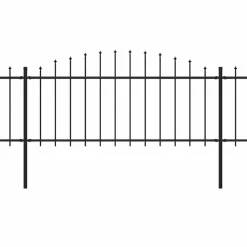 Sale FinePRICE Puutarha-aita keihäskärjillä teräs (0.5-0.75)x5.1m musta