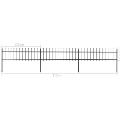 Clearance FinePRICE Puutarha-aita keihäskärjillä 5.1x0.6m teräs musta