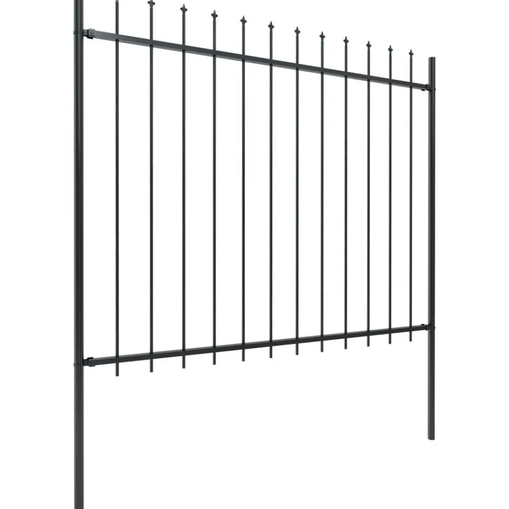 Best FinePRICE Puutarha-aita keihäskärjillä 8.5x1.5m teräs musta