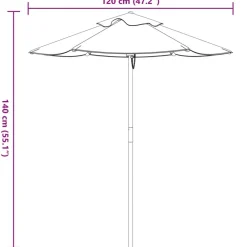 Online FinePRICE Puutarha-aurinkovarjo lapsille puutangolla Ø120x140 cm (08990)