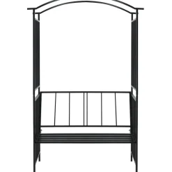 FinePRICE Puutarhakaari penkillä musta 114x45x205 cm rauta