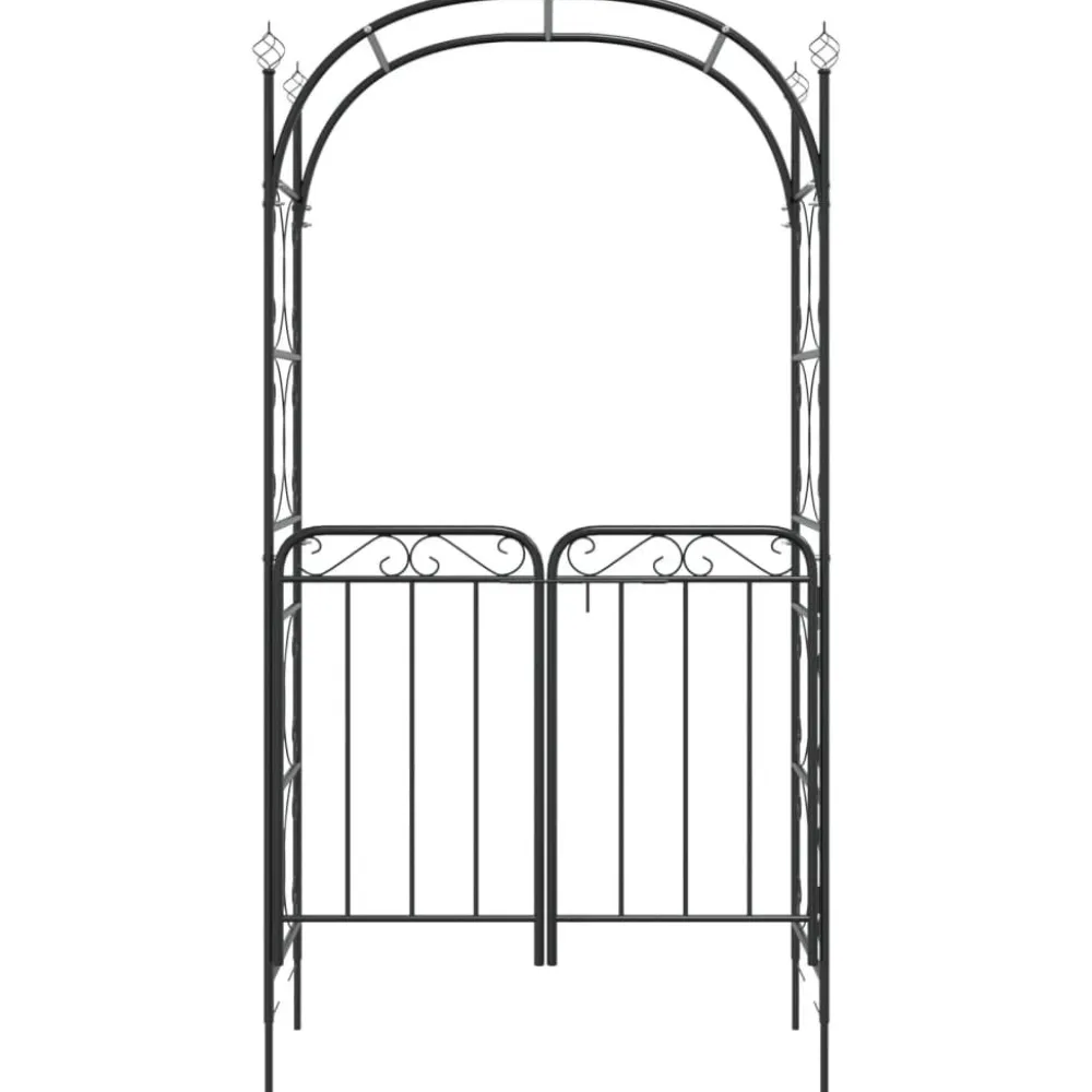 Outlet FinePRICE Puutarhakaari portilla 108x45x235 cm teräs musta