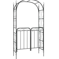 Outlet FinePRICE Puutarhakaari portilla 108x45x235 cm teräs musta