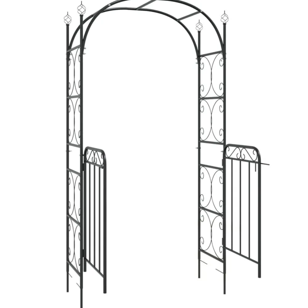 Outlet FinePRICE Puutarhakaari portilla 108x45x235 cm teräs musta