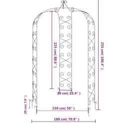 New FinePRICE Puutarhakaari Ø180x255 cm teräs musta