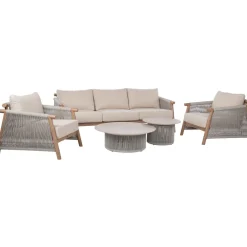 Home4you Puutarhakalustesetti DIANA sohva, 2 nojatuolia ja 2 pöytää, beige