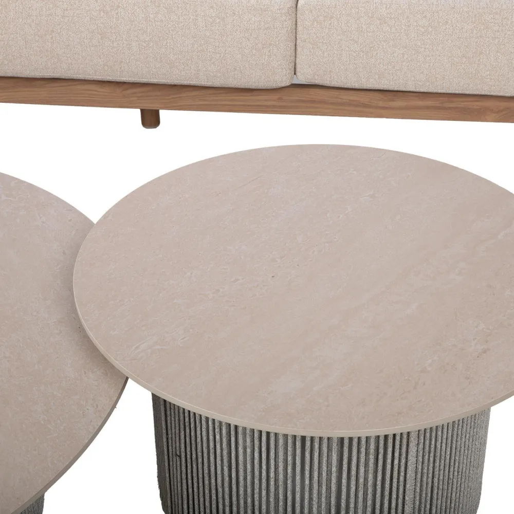 Home4you Puutarhakalustesetti DIANA sohva, 2 nojatuolia ja 2 pöytää, beige