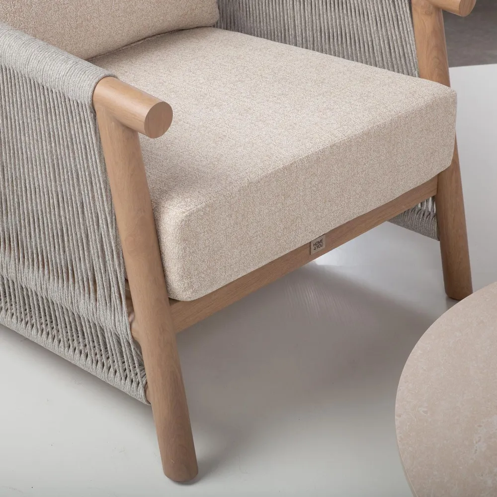 Home4you Puutarhakalustesetti DIANA sohva, 2 nojatuolia ja 2 pöytää, beige