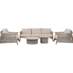 Home4you Puutarhakalustesetti DIANA sohva, 2 nojatuolia ja 2 pöytää, beige