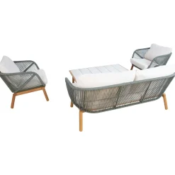 Outlet Home4you Puutarhakalustesetti TUXEDO pöytä, sohva ja 2 tuolia, vihreä