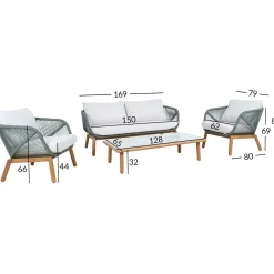 Outlet Home4you Puutarhakalustesetti TUXEDO pöytä, sohva ja 2 tuolia, vihreä