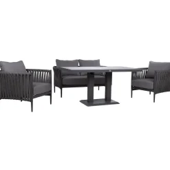 Clearance Home4you Puutarhakalustesetti BRISTOL pöytä, sohva ja 2 tuolia, harmaa