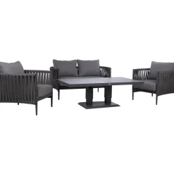 Clearance Home4you Puutarhakalustesetti BRISTOL pöytä, sohva ja 2 tuolia, harmaa