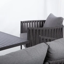 Clearance Home4you Puutarhakalustesetti BRISTOL pöytä, sohva ja 2 tuolia, harmaa