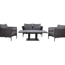 Clearance Home4you Puutarhakalustesetti BRISTOL pöytä, sohva ja 2 tuolia, harmaa