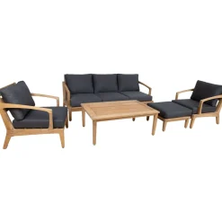 Clearance Home4you Puutarhakalustesetti MALDIVE pöytä, sohva, 2 tuolia ja rahi, ruskea