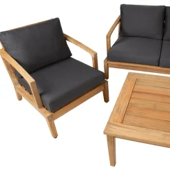 Clearance Home4you Puutarhakalustesetti MALDIVE pöytä, sohva, 2 tuolia ja rahi, ruskea