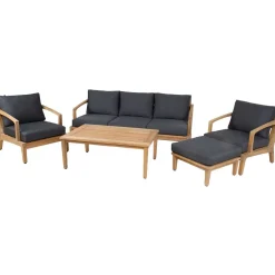 Clearance Home4you Puutarhakalustesetti MALDIVE pöytä, sohva, 2 tuolia ja rahi, ruskea