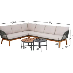 Sale Home4you Puutarhakalustesetti TUXEDO kulmasohva ja 2 pöytää, vihreä