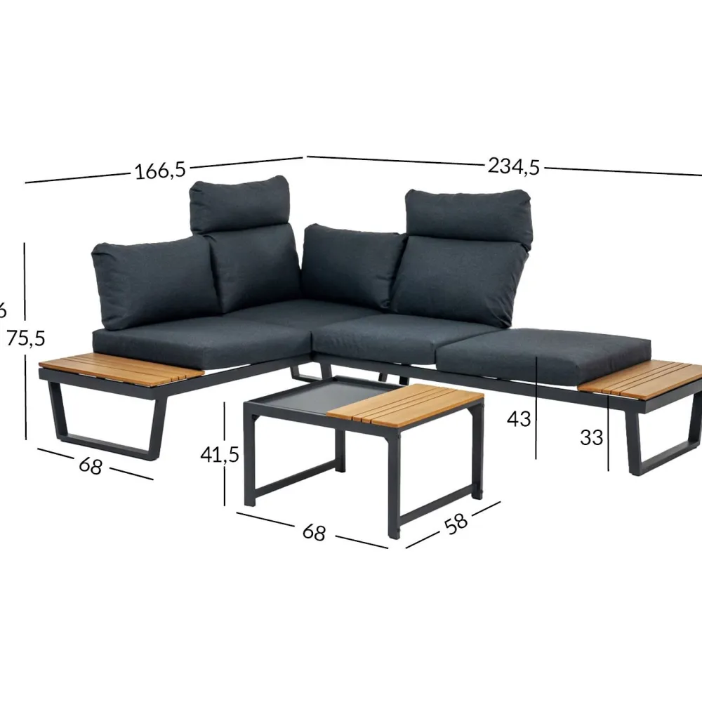 Clearance Home4you Puutarhakalustesetti MOERS monikäyttöinen, harmaa