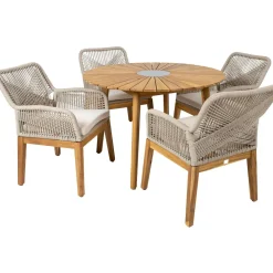 Home4you Puutarhakalustesetti FLORIDA pöytä ja 4 tuolia, beige