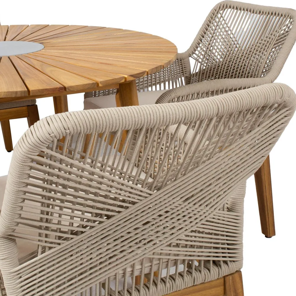 Home4you Puutarhakalustesetti FLORIDA pöytä ja 4 tuolia, beige