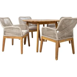 Home4you Puutarhakalustesetti FLORIDA pöytä ja 4 tuolia, beige