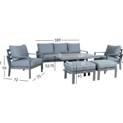 Online Home4you Puutarhakalustesetti RIO 6-osainen, harmahtava, beige