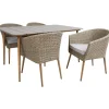New Home4you Puutarhakalustesetti NORWAY pöytä ja 4 tuolia, beige
