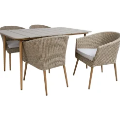New Home4you Puutarhakalustesetti NORWAY pöytä ja 4 tuolia, beige