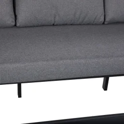 New Home4you Puutarhakalustesetti LONA pöytä, sohva ja 2 tuolia, harmaa/musta