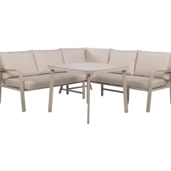 New Home4you Puutarhakalustesetti UPLAND pöytä ja kulmasohva, beige