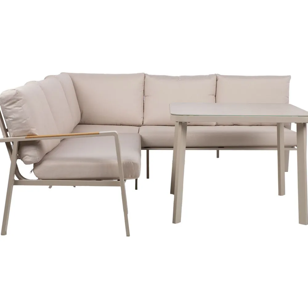 New Home4you Puutarhakalustesetti UPLAND pöytä ja kulmasohva, beige