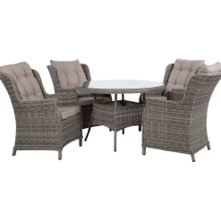 Outlet Home4you Puutarhakalustesetti TRENTO pöytä ja 4 tuolia, harmaa