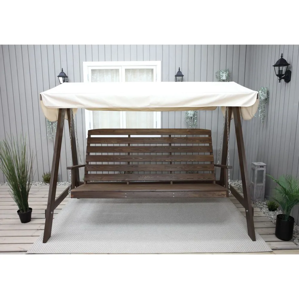Baltic Garden Puutarhakeinu katoksella Pelle 165cm ruskea/beige