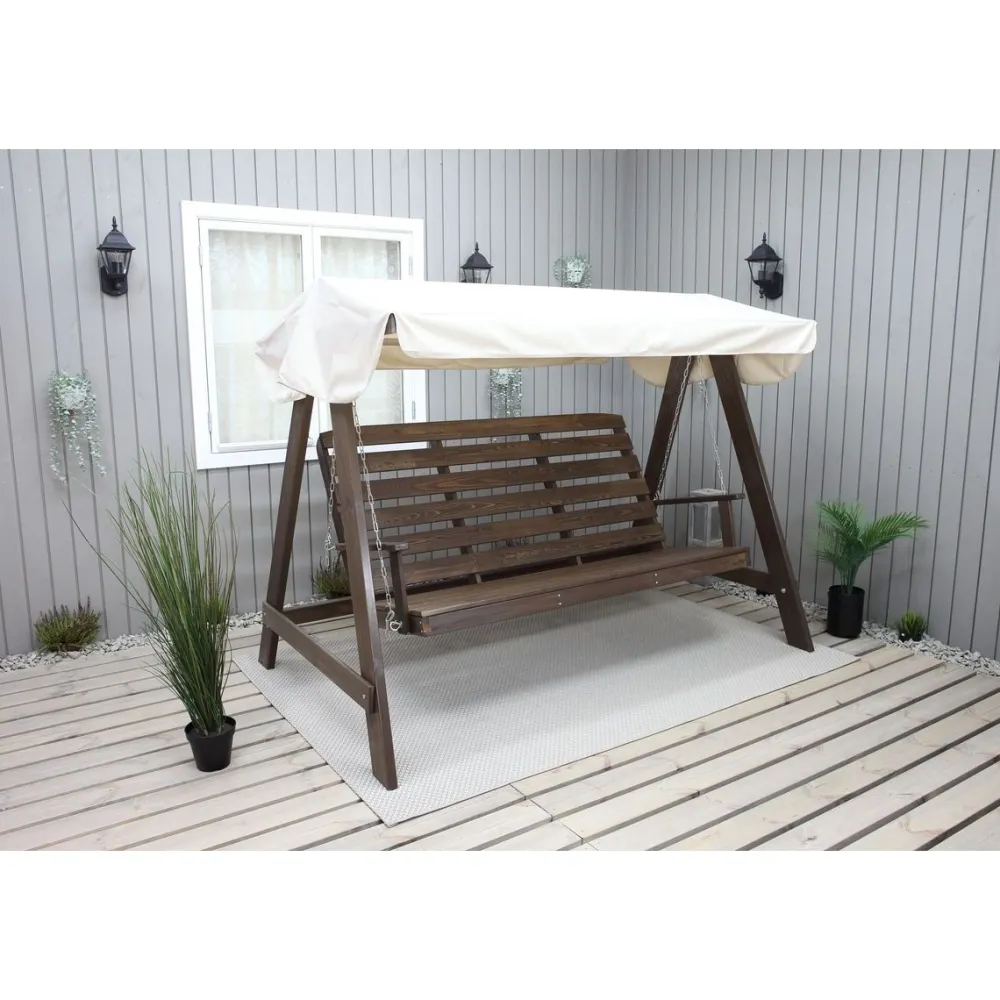 Baltic Garden Puutarhakeinu katoksella Pelle 165cm ruskea/beige